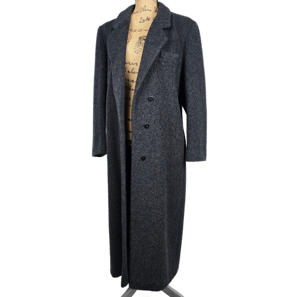 Vintage Cassidy Hand Tailored Gray 100% Wool Long Coat Double Breasted USA 12